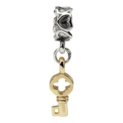 Gold-Plated Sterling Silver Key Dangle Bead