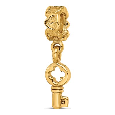 Gold-Plated Sterling Silver Key Dangle Bead