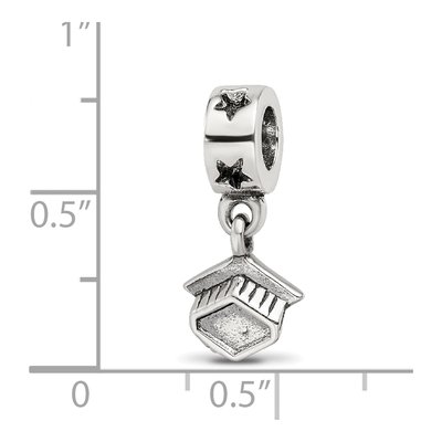 Sterling Silver Graduation Cap Dangle Bead – view 6