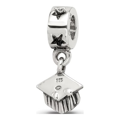 Sterling Silver Graduation Cap Dangle Bead – view 7