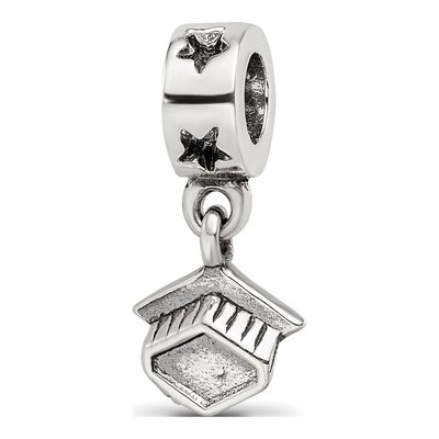 Sterling Silver Graduation Cap Dangle Bead