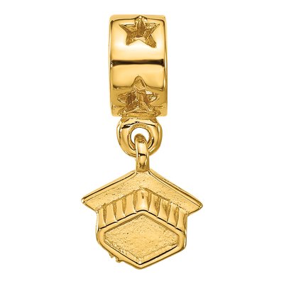 Gold-Plated Sterling Silver Graduation Cap Dangle Bead – view 5