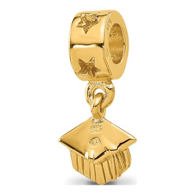 Gold-Plated Sterling Silver Graduation Cap Dangle Bead – view 6