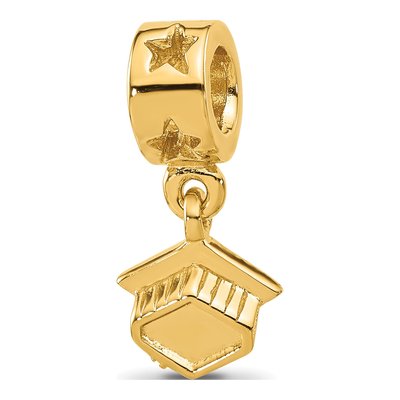 Gold-Plated Sterling Silver Graduation Cap Dangle Bead