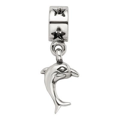 Sterling Silver Dolphin Dangle Bead – view 6