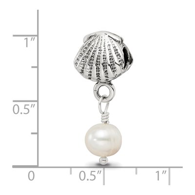 Sterling Silver Freshwater Cultured Pearl Shell Dangle Bead – view 5