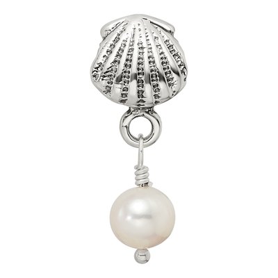 Sterling Silver Freshwater Cultured Pearl Shell Dangle Bead – view 6