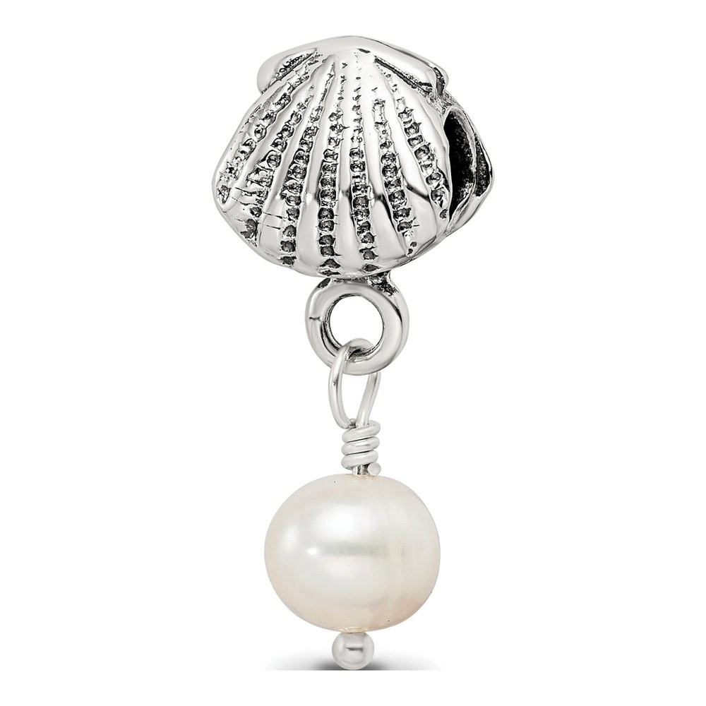 Sterling Silver Freshwater Cultured Pearl Shell Dangle Bead