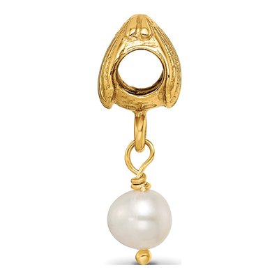 Gold-Plated Sterling Silver Freshwater Cultured Pearl Shell Dangle Bead – view 4