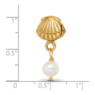 Gold-Plated Sterling Silver Freshwater Cultured Pearl Shell Dangle Bead – view 5