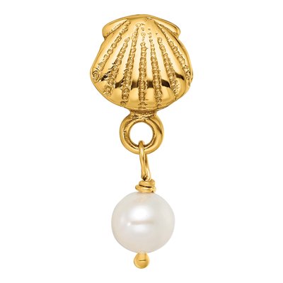 Gold-Plated Sterling Silver Freshwater Cultured Pearl Shell Dangle Bead – view 6