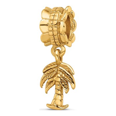 Gold-Plated Sterling Silver Palm Tree Dangle Bead