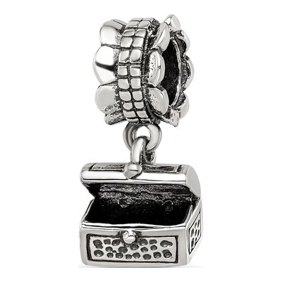Sterling Silver Treasure Chest Dangle Bead