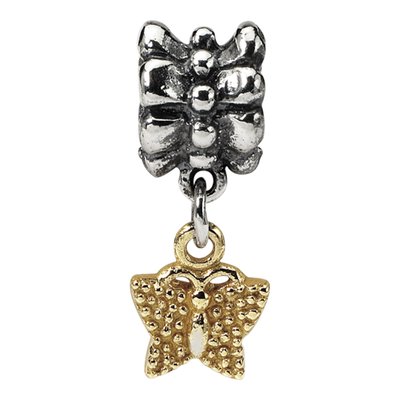Gold-Plated Sterling Silver Butterfly Dangle Bead