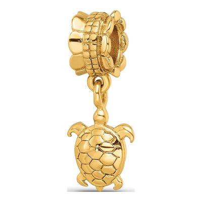 Gold-Plated Sterling Silver Turtle Dangle Bead