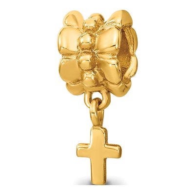 Gold-Plated Sterling Silver Cross Dangle Bead