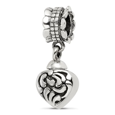 Sterling Silver Heart Ash Dangle Bead