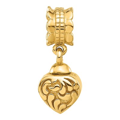 Gold-Plated Sterling Silver Heart Ash Dangle Bead – view 4