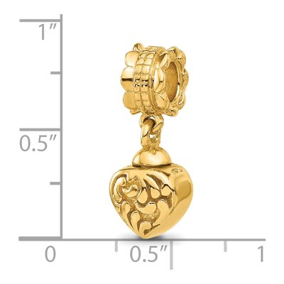 Gold-Plated Sterling Silver Heart Ash Dangle Bead – view 5