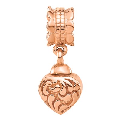 Rose Gold-Plated Sterling Silver Heart Ash Dangle Bead – view 4
