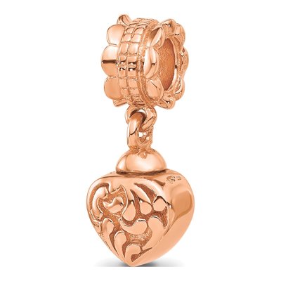 Rose Gold-Plated Sterling Silver Heart Ash Dangle Bead