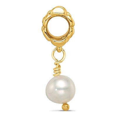 Gold-Plated Sterling Silver Freshwater Cultured Pearl Dangle Bead – view 4
