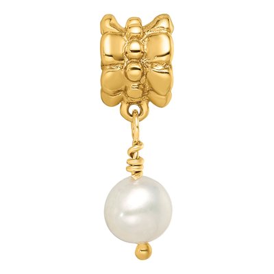 Gold-Plated Sterling Silver Freshwater Cultured Pearl Dangle Bead – view 6