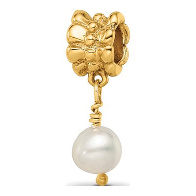 Gold-Plated Sterling Silver Freshwater Cultured Pearl Dangle Bead