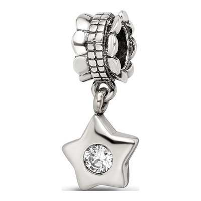 Sterling Silver CZ Star Dangle Bead