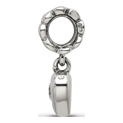 Sterling Silver CZ Heart Dangle Bead – view 4