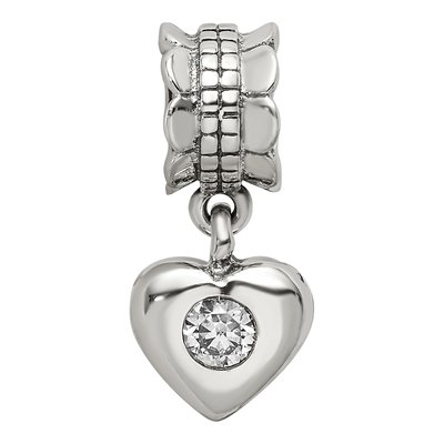 Sterling Silver CZ Heart Dangle Bead – view 5