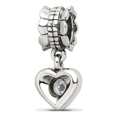 Sterling Silver CZ Heart Dangle Bead – view 6