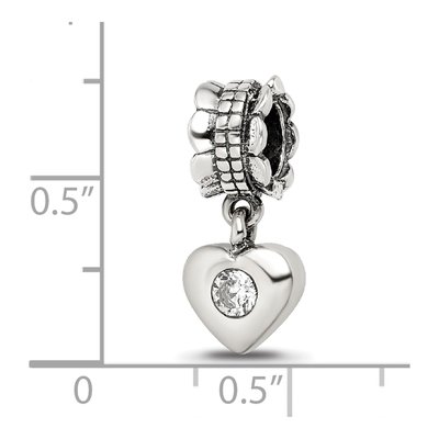 Sterling Silver CZ Heart Dangle Bead – view 7