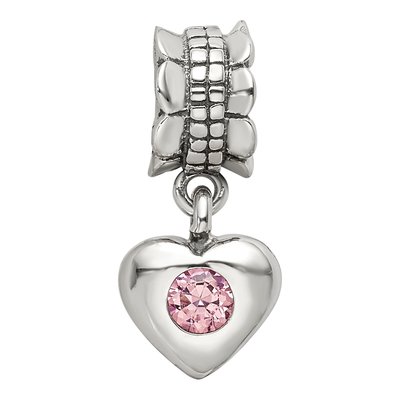 Sterling Silver CZ Heart Dangle Bead – view 5
