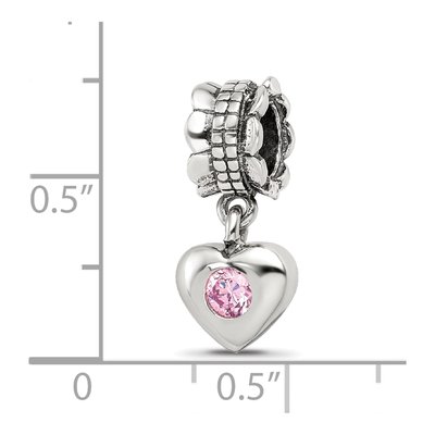 Sterling Silver CZ Heart Dangle Bead – view 6