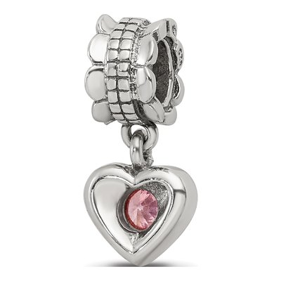 Sterling Silver CZ Heart Dangle Bead – view 7