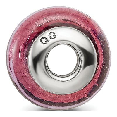 Sterling Silver Dark Pink Hand-Blown Glass Bead – view 4