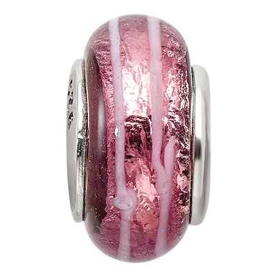 Sterling Silver Dark Pink Hand-Blown Glass Bead – view 5