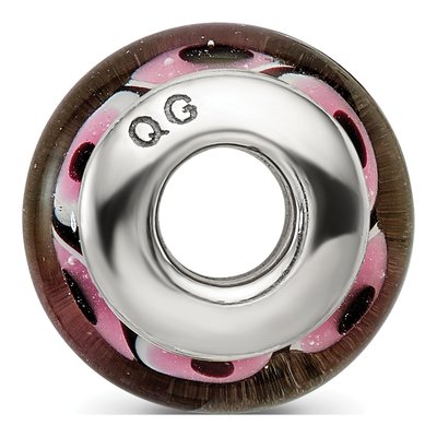 Sterling Silver Black Pink Glass Bead – view 4