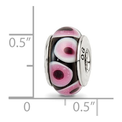 Sterling Silver Black Pink Glass Bead – view 7