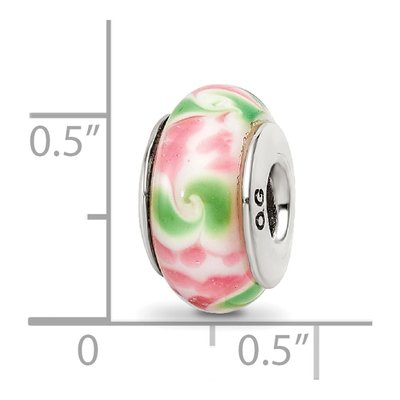 Sterling Silver Pink Green Glass Bead – view 7