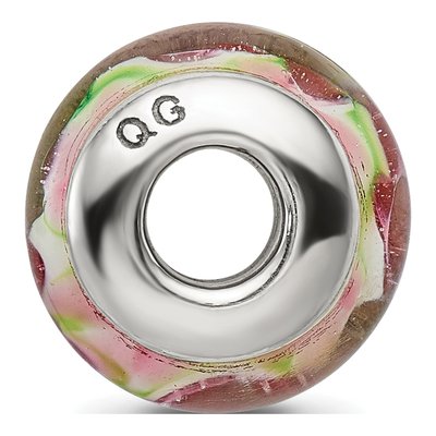 Sterling Silver Pink Green Glass Bead – view 4