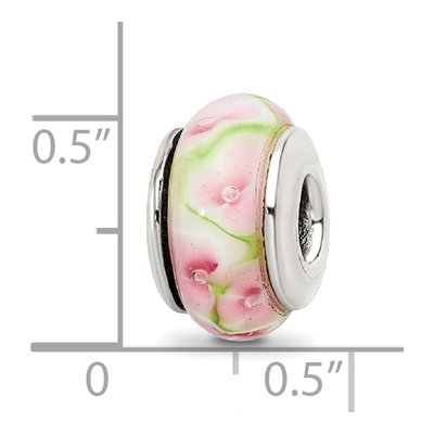 Sterling Silver Pink Green Glass Bead – view 7