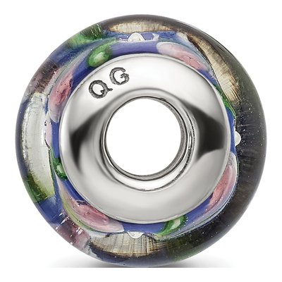 Sterling Silver Blue Pink Hand-Blown Glass Bead – view 4