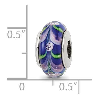 Sterling Silver Blue Pink Hand-Blown Glass Bead – view 7