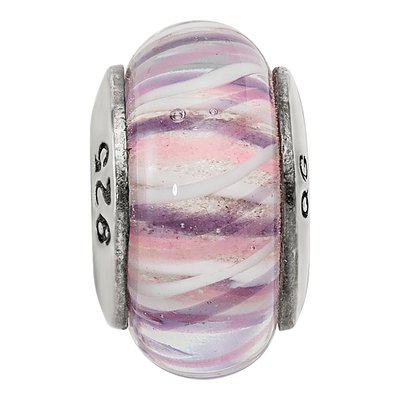 Sterling Silver Striped Glass Bead – view 5
