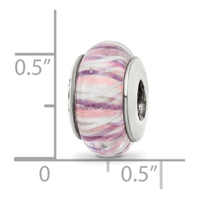 Sterling Silver Striped Glass Bead – view 7