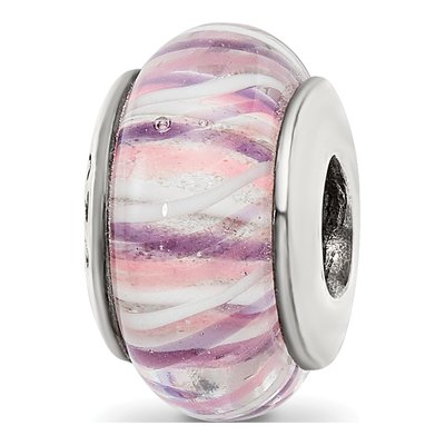 Sterling Silver Striped Glass Bead