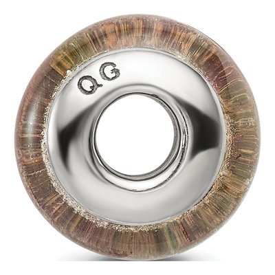 Sterling Silver Pink Green Hand-Blown Glass Bead – view 4
