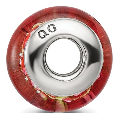Sterling Silver Pink Red Hand-Blown Glass Bead – view 4